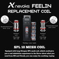 Nevoks FEELIN SPL 10 mesh replacement coils for vaping, 0.6Î© and 1.0Î© options, 5-pack