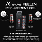 Nevoks FEELIN SPL 10 mesh replacement coils for vaping, 0.6Î© and 1.0Î© options, 5-pack