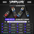 Unplug E-Liquid 15ml & 20mg vape juice with 28 flavors, best with Offgrid Reload, by Vapetape