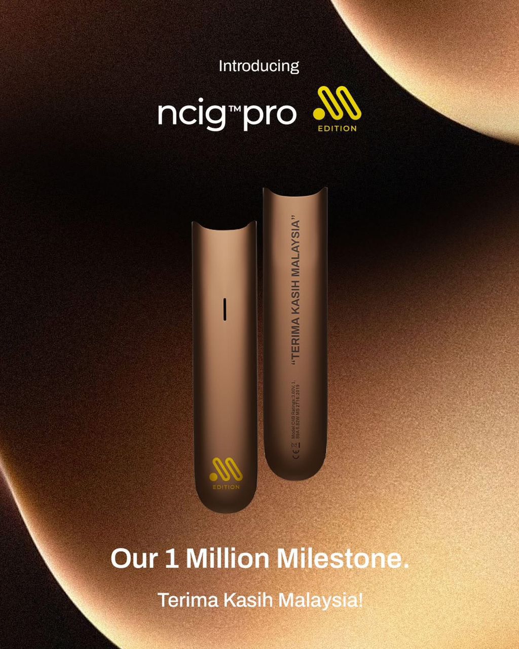 ncig pro Edition vape device celebrating 1 million milestone, Terima Kasih Malaysia
