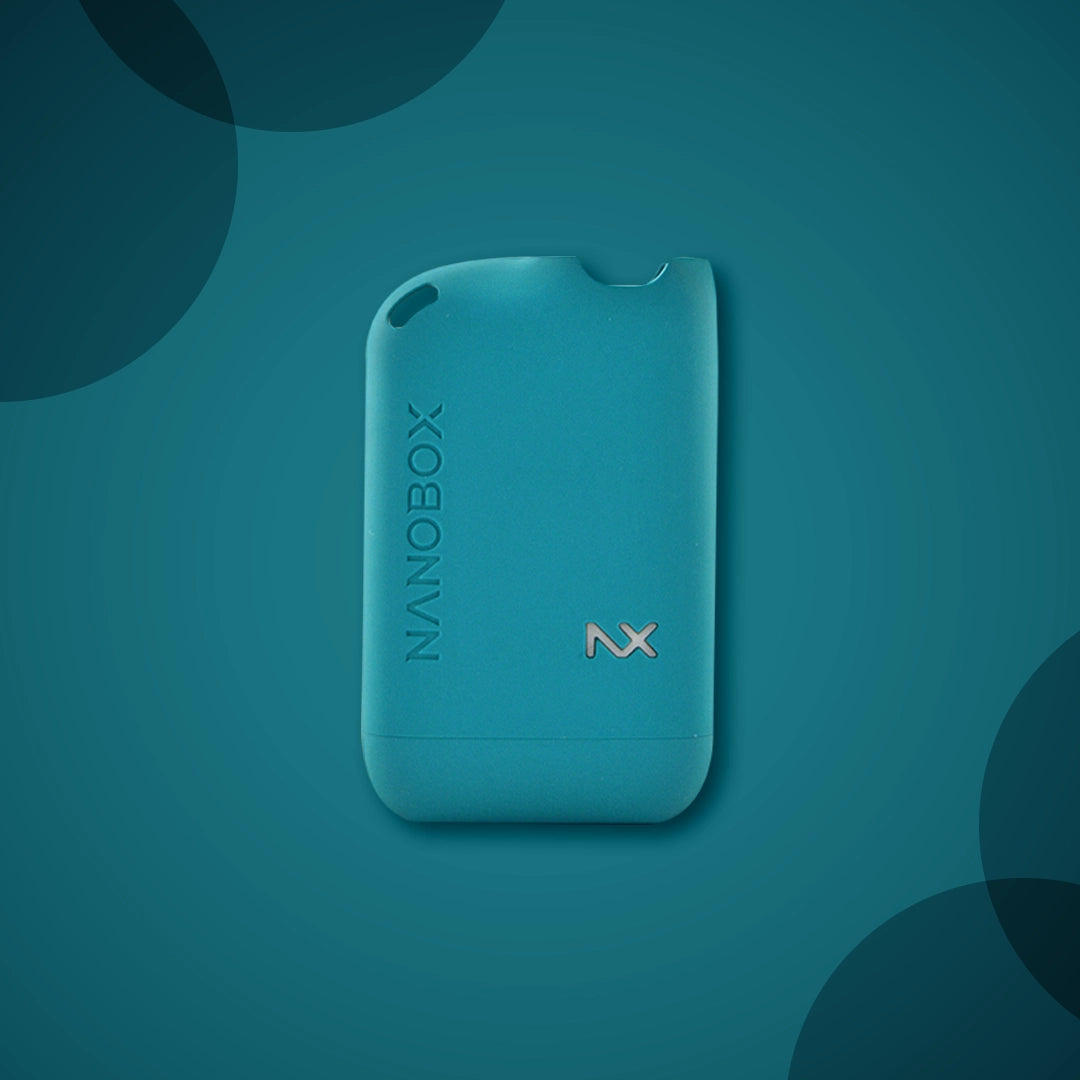 Teal NanoBox NX vape device with sleek design on gradient background