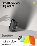 ncigâ„¢ cube portable vaporizer in black, blue, yellow, orange â€” compact, bold, essential design
