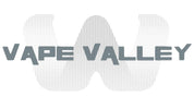 Vape Valley logo with stylized wave design and dotted pattern background