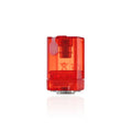 Red transparent vape pod cartridge with refill port and metal base