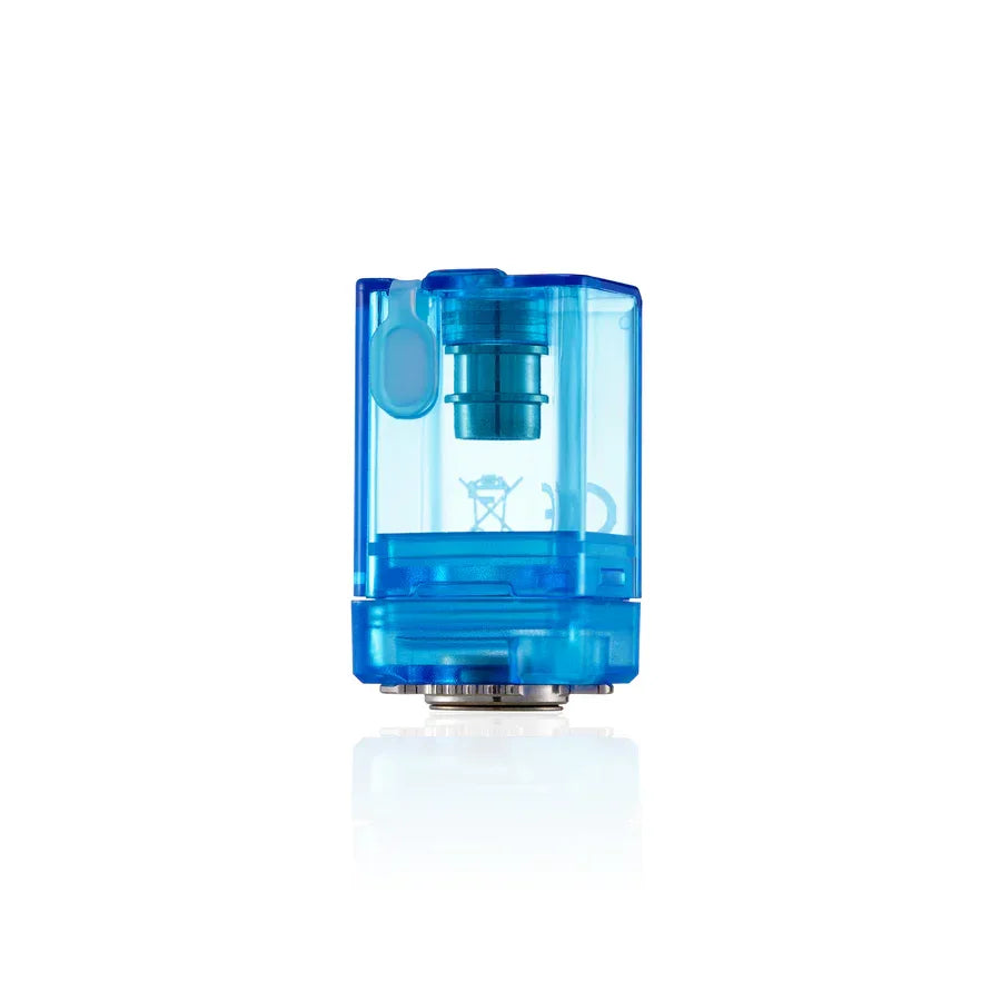 Blue transparent vape pod cartridge with refillable design for e-liquids