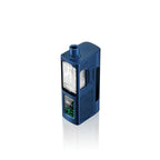 Blue vape mod with digital display and clear tank, showcasing premium vaping hardware.