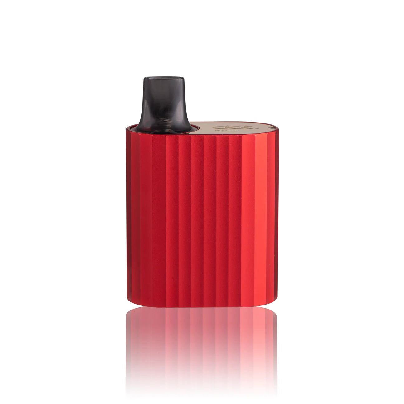 Red textured vape device with black mouthpiece, sleek design for portable use