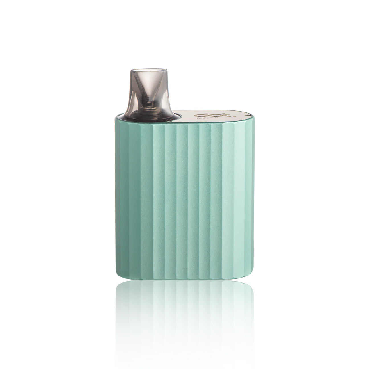 Mint green portable vape device with ribbed texture and clear mouthpiece