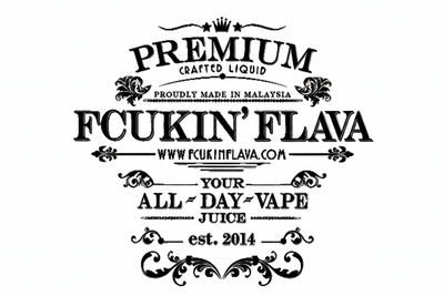 Premium crafted vape juice label, proudly made in Malaysia, FCUKIN' FLAVA all-day vape juice est. 2014