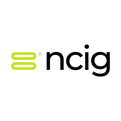 ncig brand logo with green icon and black text on white background