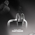 Nexgen Pro Cartridge vape pod with vapor, sleek design, black background